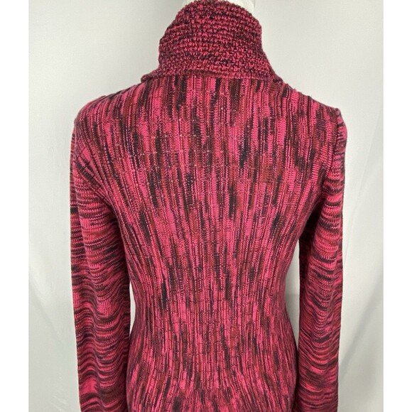 NY Collection Cardigan Sweater Womens S Pink Black Cotton Open Front Soft Grunge - Picture 6 of 15